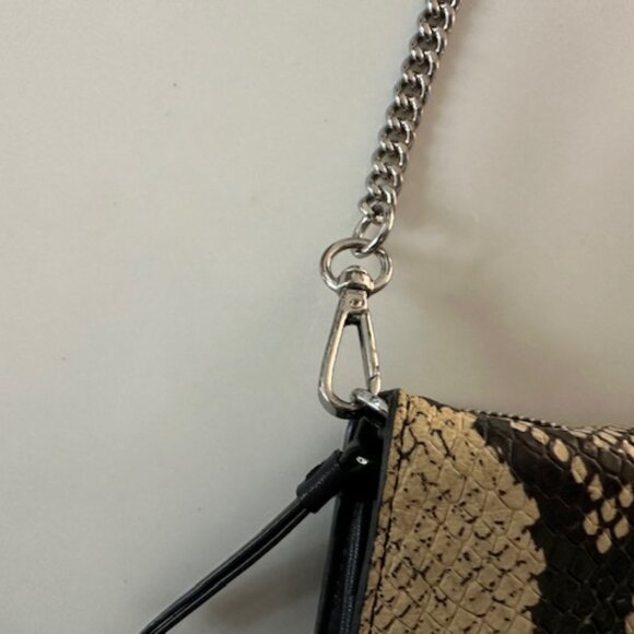 ALL SAINTS Fetch Snake Print Leather Crossbody bag with removable chain strap - Picture 2 of 12